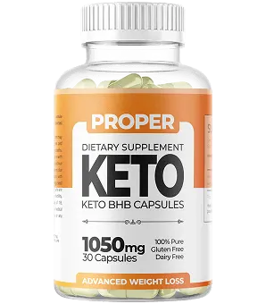 Frasco de Proper Keto, cápsulas cetogénicas para adelgazar